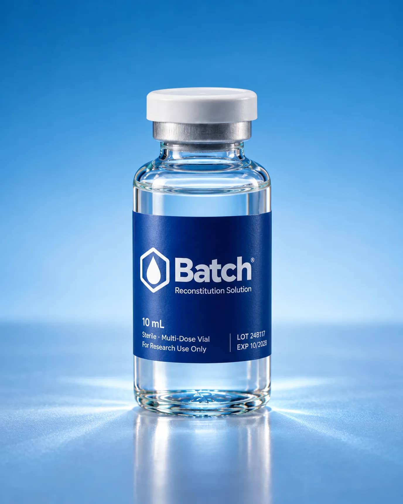 Batch reconstitution solution vial (demonstration label)
